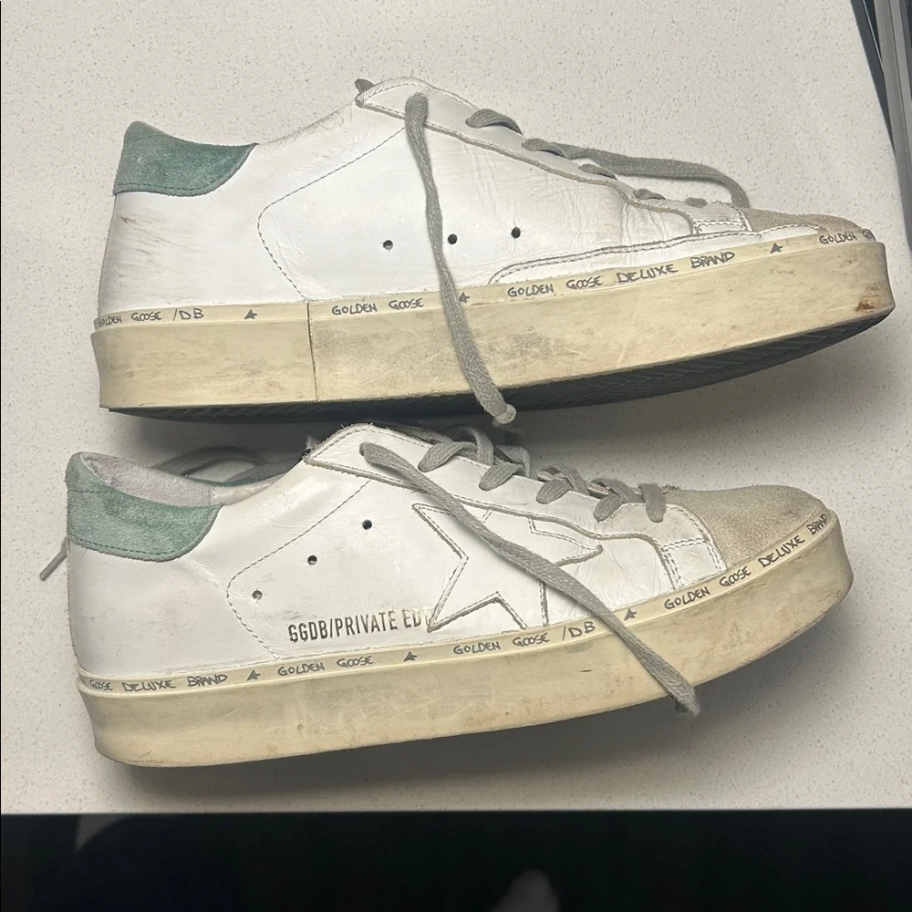 GOLDEN GOOSE Hi Star Sneakers In White/Anise Size 38 - Picture 5 of 7